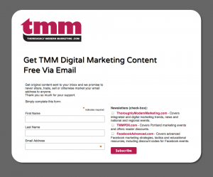 Thoroughly Modern Marketing - Newsletter Sign Up