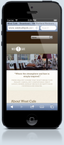 West Cafe Website - Smartphone Version